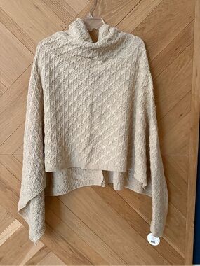 Demdaco Cream Cable-Knit Poncho Sweater